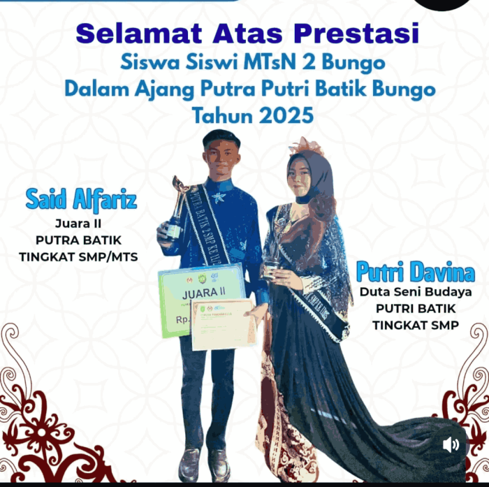 Lagi dan Lagi, MTsN 2 Bungo Berhasil Membawa Pulang Piala Duta Batik Bungo 2025 Lagi dan Lagi, MTsN 2 Bungo Berhasil Membawa Pulang Piala Duta Batik Bungo 2025
