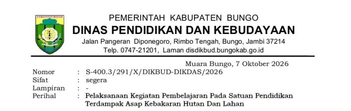 Kabut Asap Melanda Kabupaten Bungo, Pembelajaran Daring MAN 2 Bungo Diperpanjang hingga 10 Oktober 2026 Kabut Asap Melanda Kabupaten Bungo, Pembelajaran Daring MAN 2 Bungo Diperpanjang hingga 10 Oktober 2026