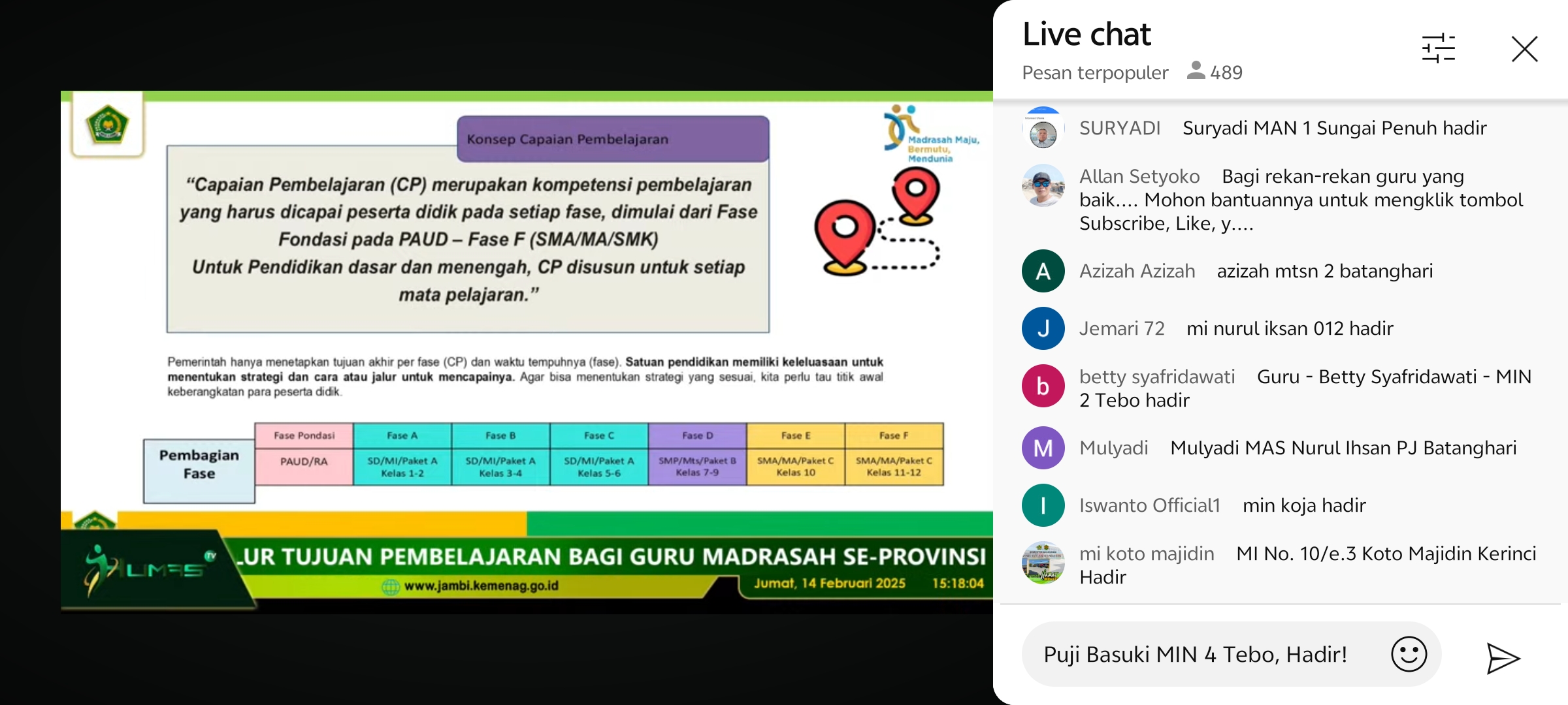 Guru MIN 4 Tebo Ikuti Webinar Analisis Capaian Pembelajaran, Tujuan Pembelajaran, dan Alur Tujuan Pembelajaran bagi Guru Madrasah se-Provinsi Jambi