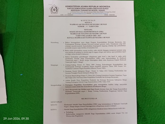 MTsN 1 Bungo Selesaikan Pembentukan Sekolah Siaga Kependudukan dan Susun Kepengurusan MTsN 1 Bungo Selesaikan Pembentukan Sekolah Siaga Kependudukan dan Susun Kepengurusan