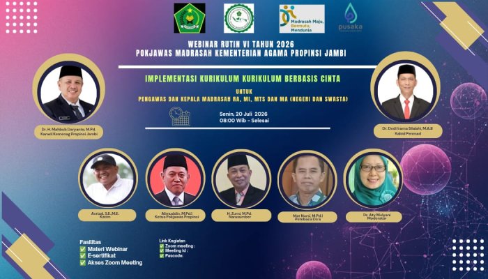 Kepala dan Guru MIN 4 Tebo Lanjutkan Ikuti Seri Webinar Implementasi Kurikulum Berbasis Cinta Secara Daring