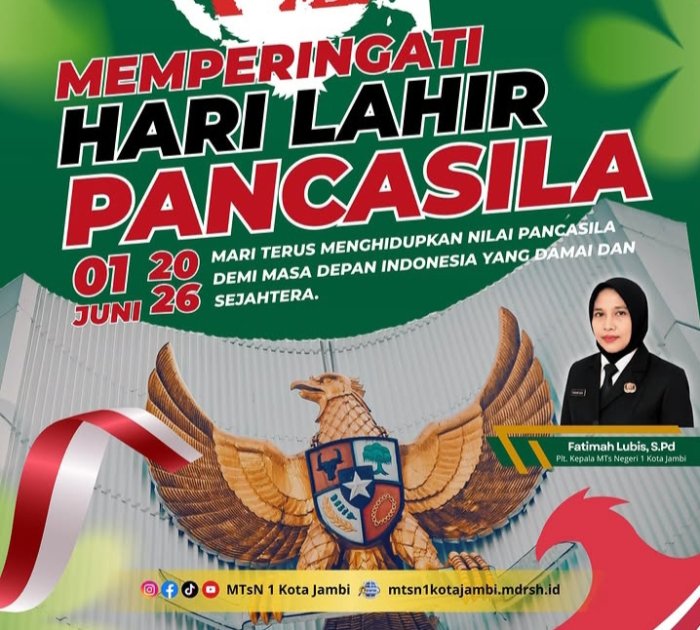 MTsNegeri 1 Kota Jambi Ikuti Upacara Peringatan Hari Lahir Pancasila 2026 MTsNegeri 1 Kota Jambi Ikuti Upacara Peringatan Hari Lahir Pancasila 2026
