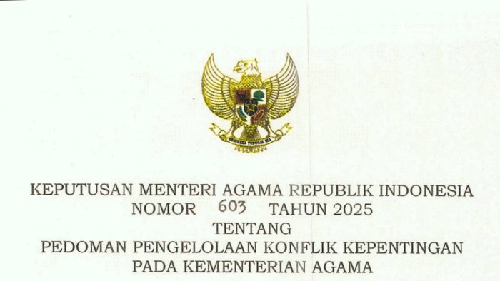 ASN Kemenag Wajib Tahu, Penjelasan KMA 603 Tahun 2025 tentang Pengelolaan Konflik Kepentingan Pada Kementerian Agama
