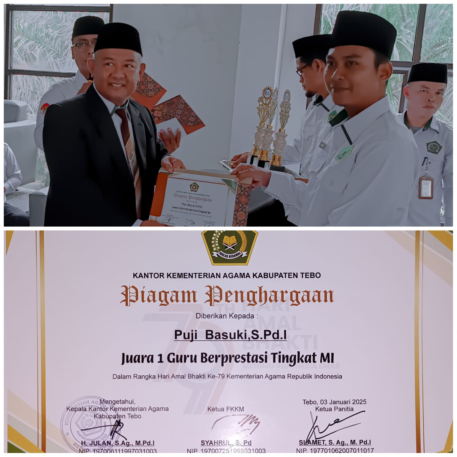 Guru MIN 4 Tebo Raih Juara 1 Guru Berprestasi 