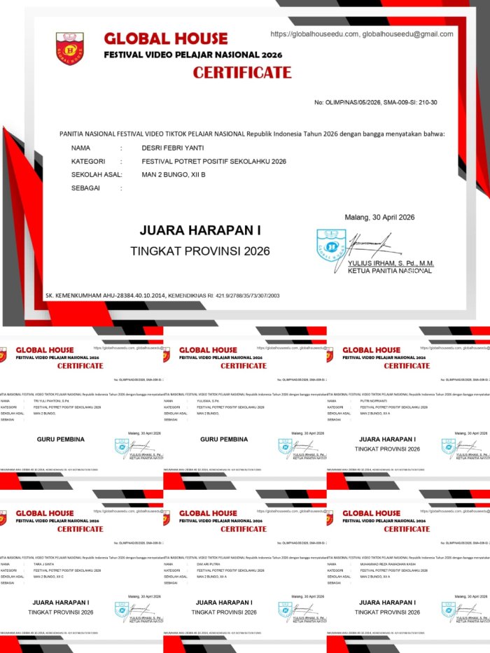 MAN 2 Bungo Raih Juara Harapan I Festival Video Pelajaran Nasional 2026 Tingkat Provinsi MAN 2 Bungo Raih Juara Harapan I Festival Video Pelajaran Nasional 2026 Tingkat Provinsi