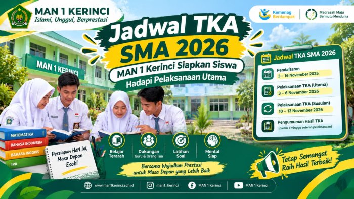 Jadwal TKA SMA 2026, MAN 1 Kerinci Siapkan Siswa Hadapi Pelaksanaan Utama