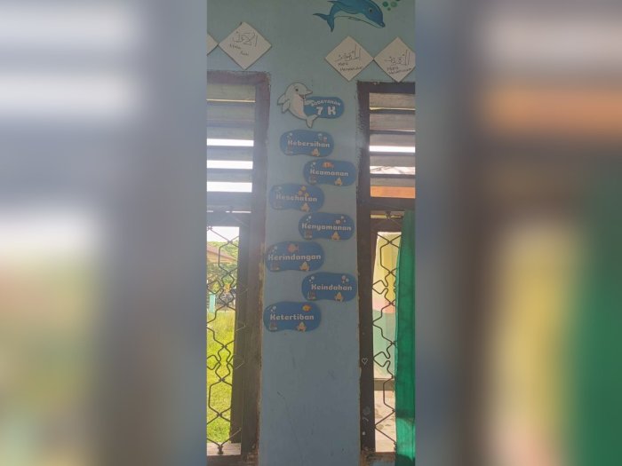 Tingkatkan Karakter Siswa, Kelas IX F MTsN 2 Bungo Hiasi Dinding dengan Edukasi 7K