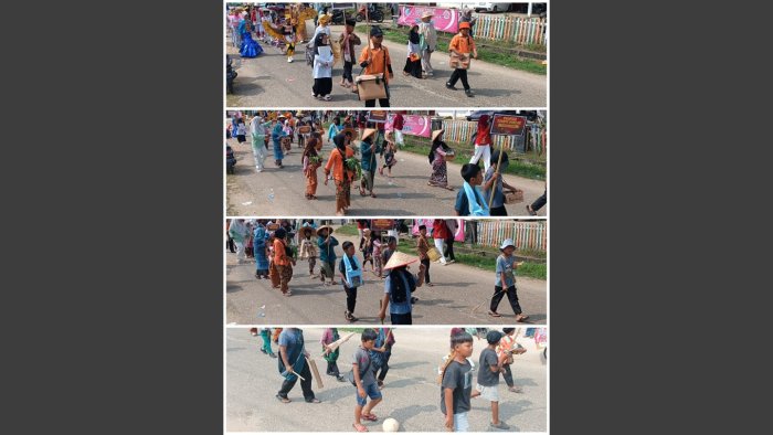Penuh Penghayatan, Murid MIN 4 Tebo Tampil Natural Peragakan Tokoh Tempo Doeloe pada Karnaval Kecamatan