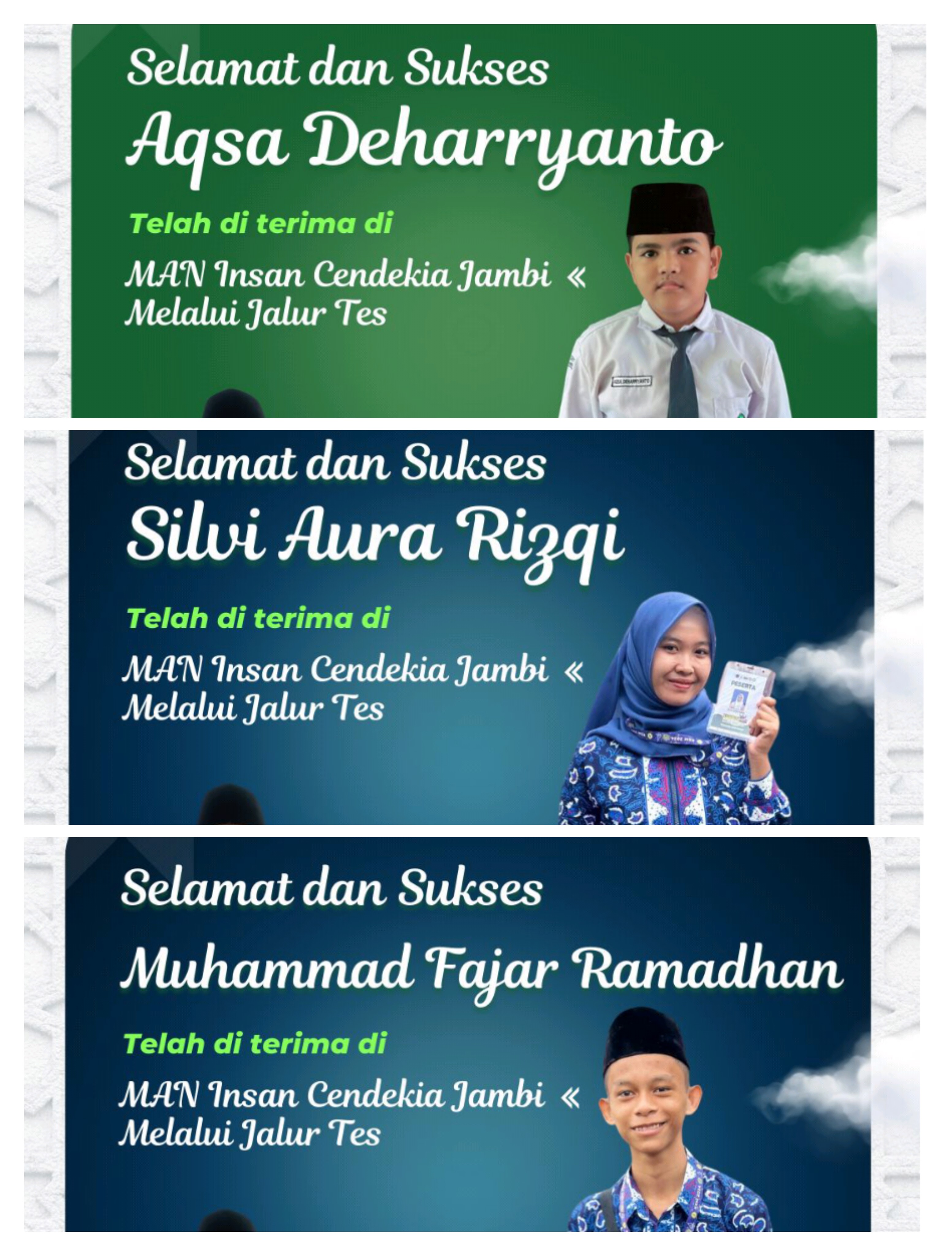 Tiga Pelajar MTs Negeri 1 Jambi Sukses Buka Pintu MAN Insan Cendikia Tiga Pelajar MTs Negeri 1 Jambi Sukses Buka Pintu MAN Insan Cendikia