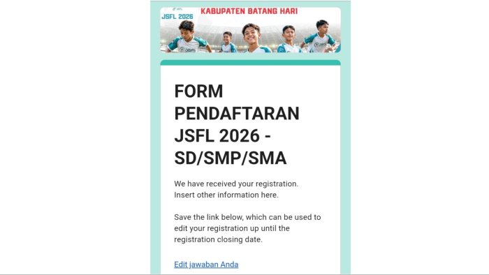 Resmi Mendaftar! Skuad Utama NEGSA FC MTsN 1 Batang Hari Siap Berlaga di Ajang JSFL 2026 Tingkat Kabupaten