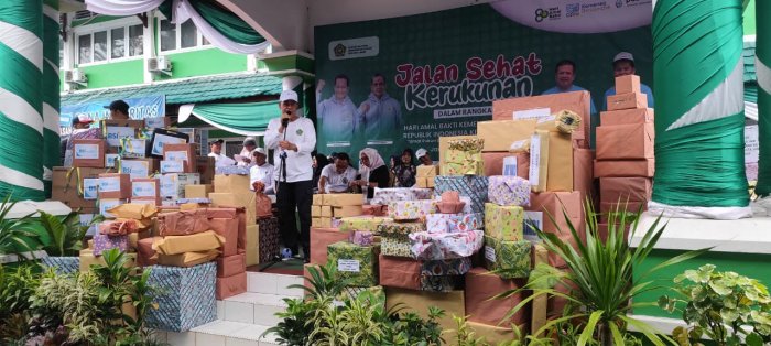 Jalan Sehat Kerukunan HAB ke-80, MTsN 3 Kota Jambi Hadir Penuh Antusias