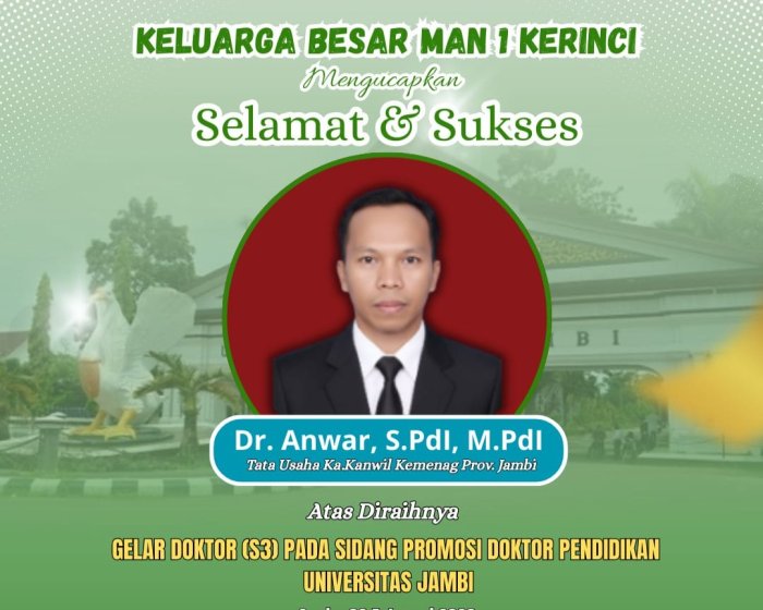 MAN 1 Kerinci Sampaikan Ucapan Selamat atas Promosi Doktor Dr. Anwar, S.Pd.I., M.Pd. MAN 1 Kerinci Sampaikan Ucapan Selamat atas Promosi Doktor Dr. Anwar, S.Pd.I., M.Pd.