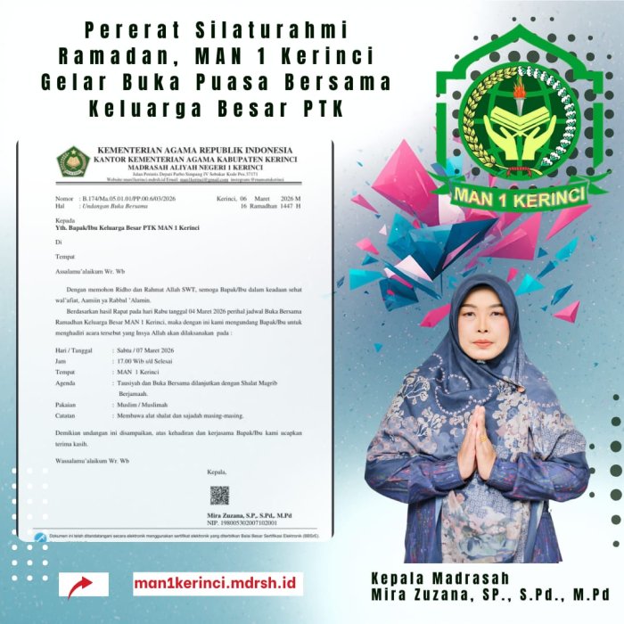 Pererat Silaturahmi Ramadan, MAN 1 Kerinci Gelar Buka Puasa Bersama Keluarga Besar PTK Pererat Silaturahmi Ramadan, MAN 1 Kerinci Gelar Buka Puasa Bersama Keluarga Besar PTK