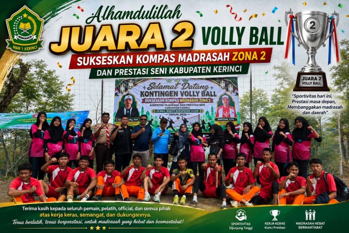 MAN 1 Kerinci Raih Juara 2 Voli pada KOMPAS Madrasah Zona 2 Tahun 2026 MAN 1 Kerinci Raih Juara 2 Voli pada KOMPAS Madrasah Zona 2 Tahun 2026