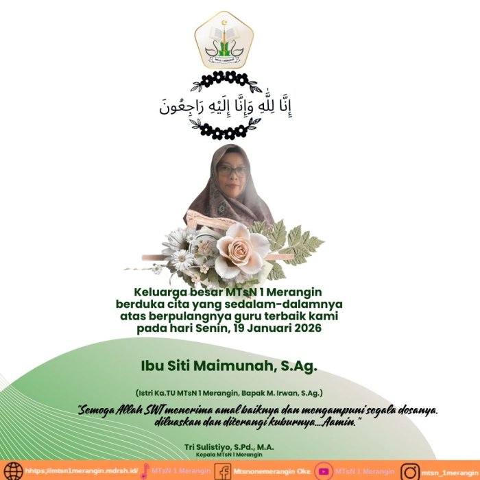 Tahlil dan Doa Bersama atas Berpulangnya Ibu Siti Maimunah, S.Ag. Tahlil dan Doa Bersama atas Berpulangnya Ibu Siti Maimunah, S.Ag.