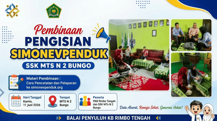Optimalkan Pelaporan Sekolah Siaga Kependudukan, MTsN 2 Bungo Gelar Pembinaan Pengisian SIMONEVPEND