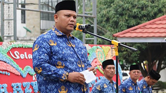 Perdana Pimpin Upacara Kedisiplinan, Kakan Kemenag Tebo H. Azwan Ajak ASN Perkuat Kerja Sama