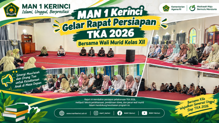 MAN 1 Kerinci Gelar Rapat Persiapan TKA 2026 Bersama Wali Murid Kelas XII
