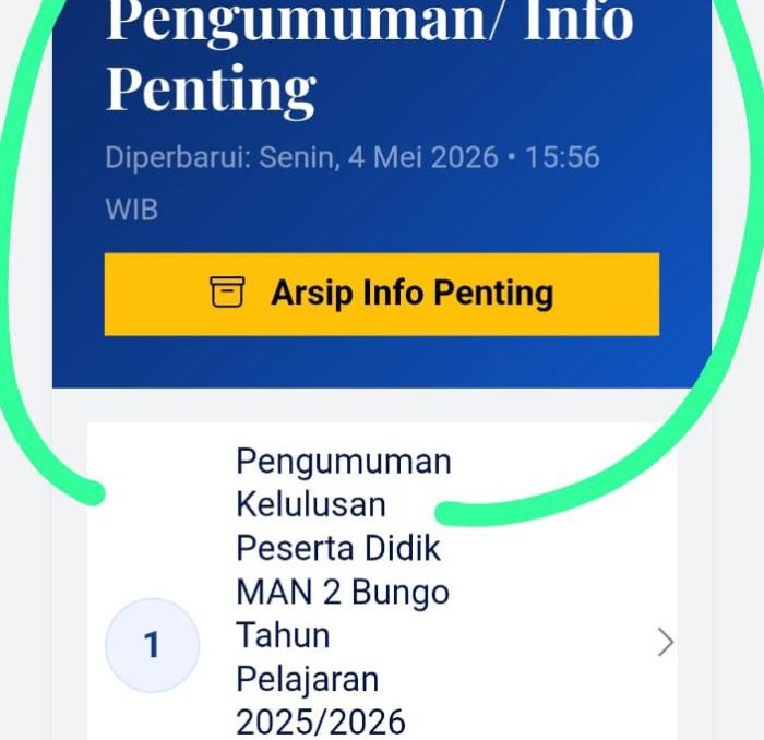 Pengumuman Kelulusan Peserta Didik Kelas XII MAN 2 Bungo Tahun Pelajaran 2025/2026 Pengumuman Kelulusan Peserta Didik Kelas XII MAN 2 Bungo Tahun Pelajaran 2025/2026
