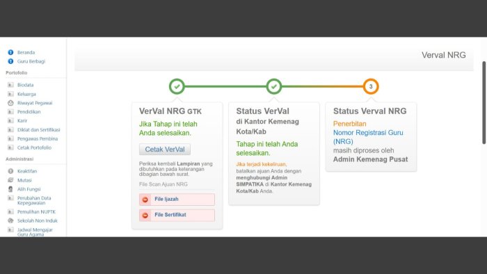 Proses Verval NRG Dua Guru MIN 4 Tebo Lulus PPG Memasuki Tahap Akhir