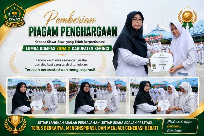 MAN 1 Kerinci berikan piagam penghargaan kepada siswa peserta kompas zona 2 kabupaten kerinci