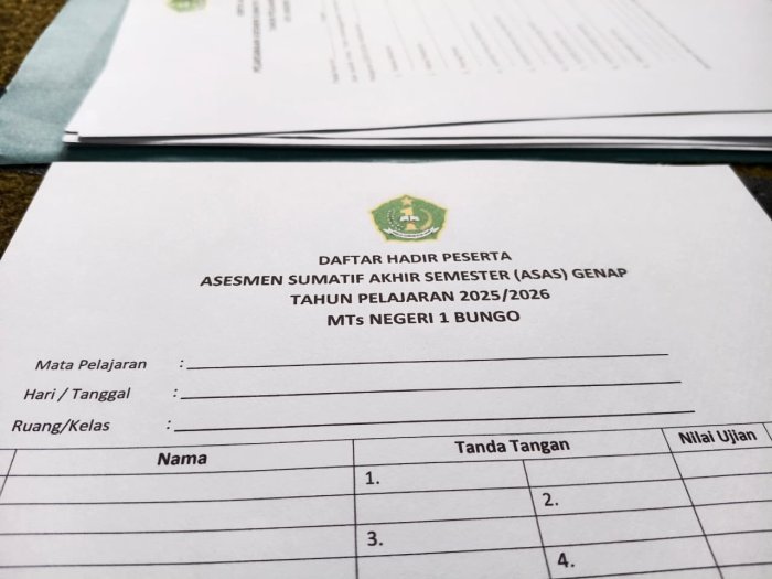 MTsN 1 Bungo Siap Gelar ASAS Genap TP 2025/2026: Instrumen Krusial Ukur Ketercapaian Kompetensi Siswa MTsN 1 Bungo Siap Gelar ASAS Genap TP 2025/2026: Instrumen Krusial Ukur Ketercapaian Kompetensi Siswa