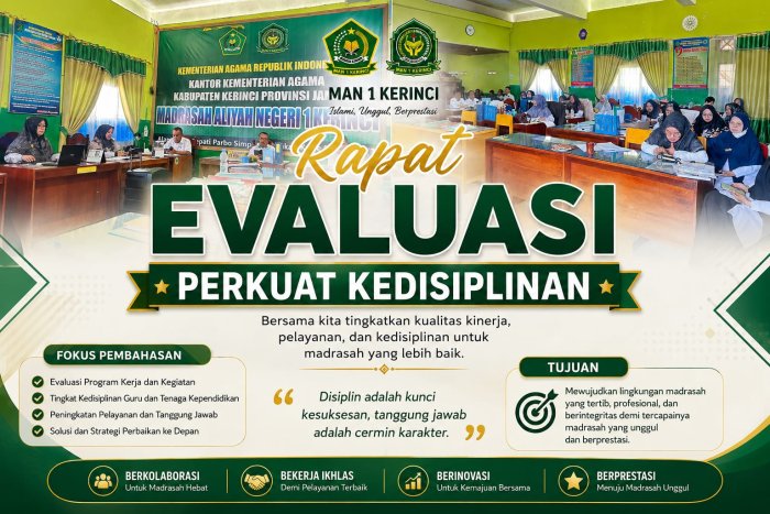 MAN 1 Kerinci Gelar Rapat Evaluasi, Perkuat Kedisiplinan dan Persiapan Kegiatan Madrasah MAN 1 Kerinci Gelar Rapat Evaluasi, Perkuat Kedisiplinan dan Persiapan Kegiatan Madrasah