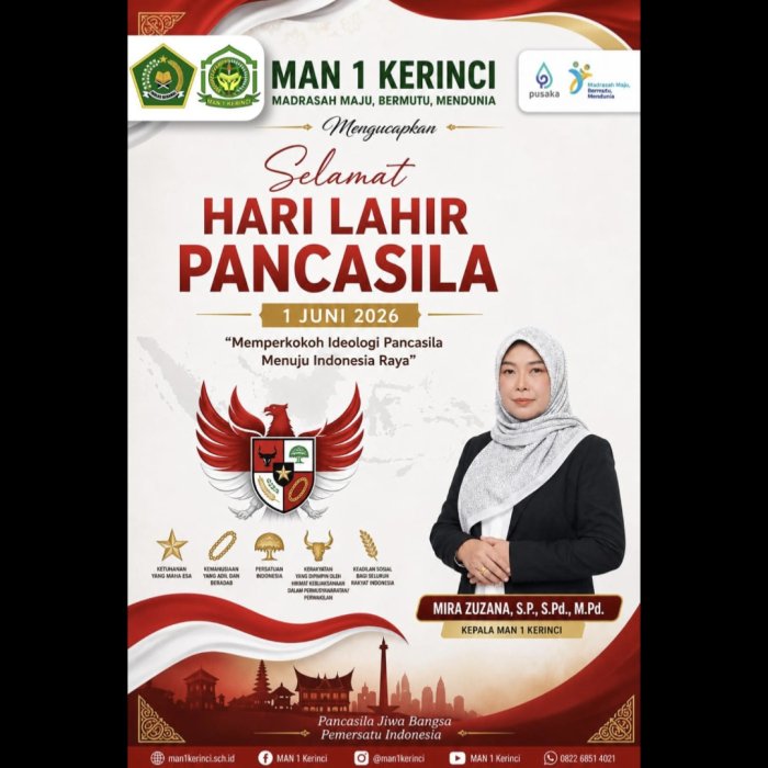 Peringatan Hari Lahir Pancasila 1 Juni 2026: MAN 1 Kerinci Teguh kan Nilai Kebangsaan dan Moderasi Beragama Peringatan Hari Lahir Pancasila 1 Juni 2026: MAN 1 Kerinci Teguh kan Nilai Kebangsaan dan Moderasi Beragama