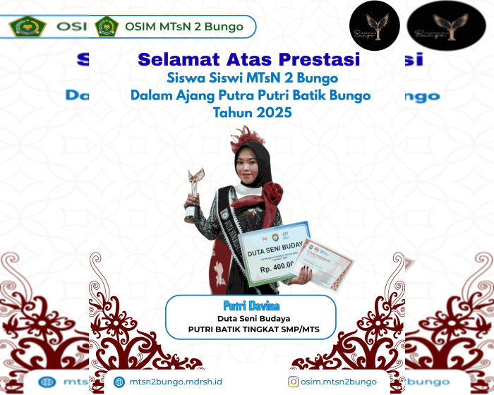 Putri Davina Siswi MTsN 2 Bungo Raih Duta Seni Budaya Putri Davina Siswi MTsN 2 Bungo Raih Duta Seni Budaya