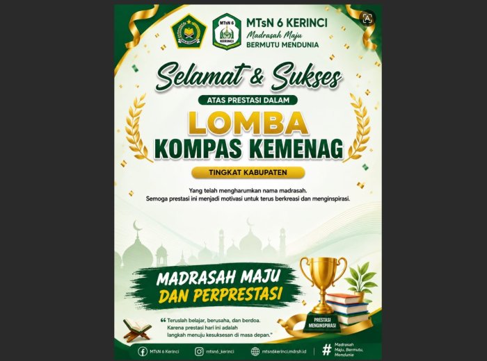 Borong 10 Medali, MTsN 6 Kerinci Ukir Prestasi Gemilang di Ajang KOMPAS Kemenag Zona 2 Borong 10 Medali, MTsN 6 Kerinci Ukir Prestasi Gemilang di Ajang KOMPAS Kemenag Zona 2