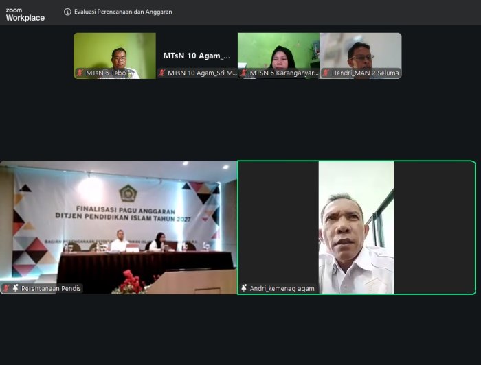 Bendahara MTsN 5 Tebo Ikuti Zoom Evaluasi Anggaran