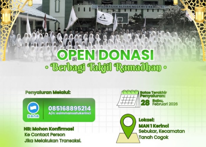 OSIM MAN 1 Kerinci Buka Donasi Berbagi Takjil Ramadhan 1447 H, Ajak Warga Tebar Kebaikan OSIM MAN 1 Kerinci Buka Donasi Berbagi Takjil Ramadhan 1447 H, Ajak Warga Tebar Kebaikan