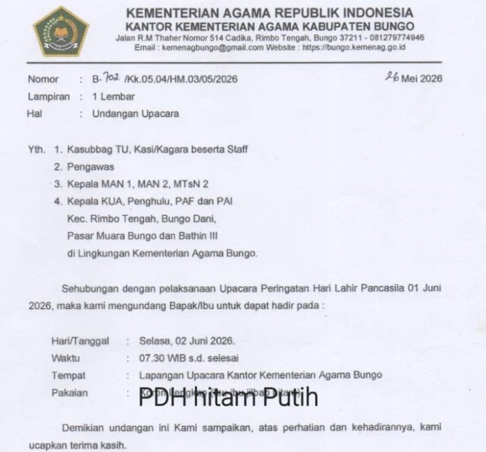 Kepala MAN 2 Bungo Hadiri Upacara Peringatan Hari Lahir Pancasila Tahun 2026 di Kantor Kementerian Agama Kabupaten Bungo Kepala MAN 2 Bungo Hadiri Upacara Peringatan Hari Lahir Pancasila Tahun 2026 di Kantor Kementerian Agama Kabupaten Bungo